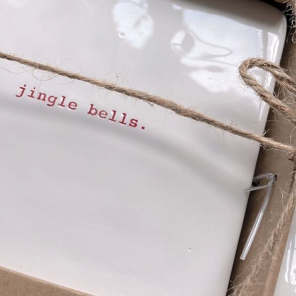 Rae Dunn Jingle Bells Printed Cheese Plate with Spreader. NWT. - Picture 6 of 8
